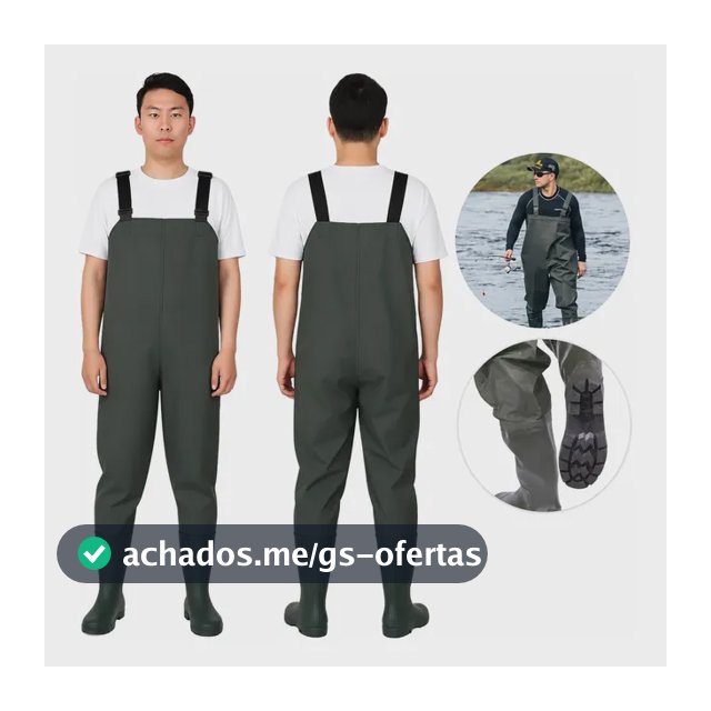 Jardineira Macacão Pesca Com Bota Pvc Acoplada Impermeável
