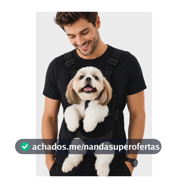 Mochila Canguru Preta Carregador Pet Cão Shitzu