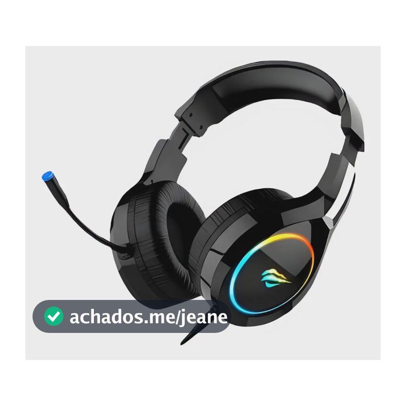 Fone de ouvido Headset over-ear gamer Havit H2232D 2xP2, RGB - Preto