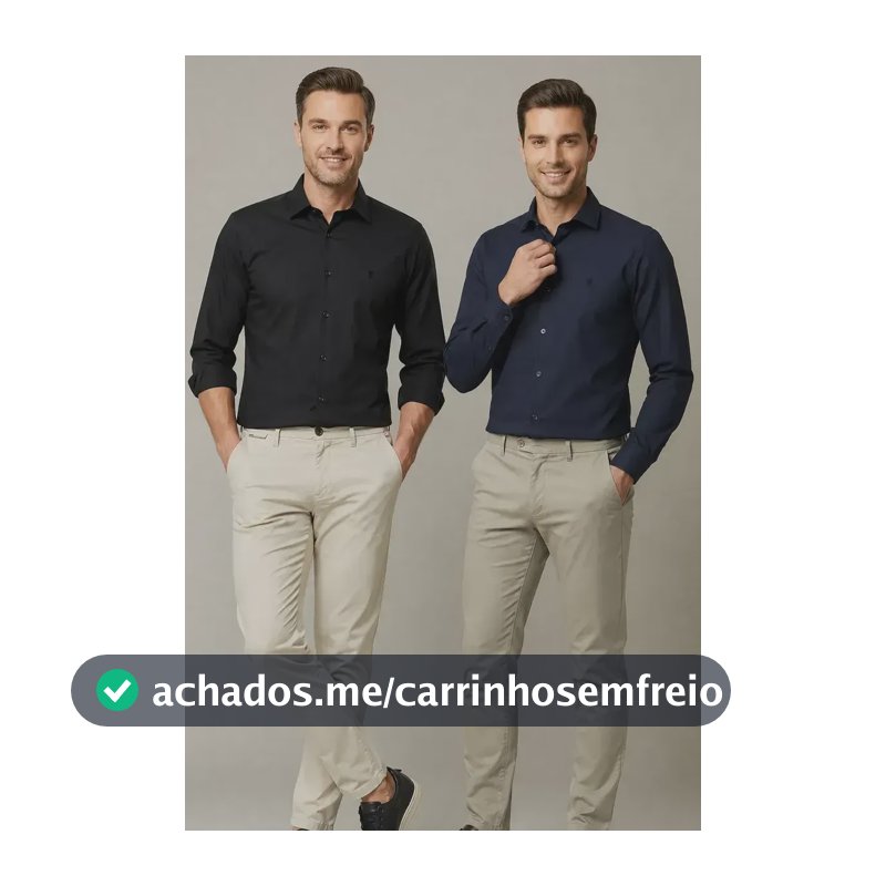 Kit 2 Camisas Slim Fit Polo Wear Preto / Marinho P