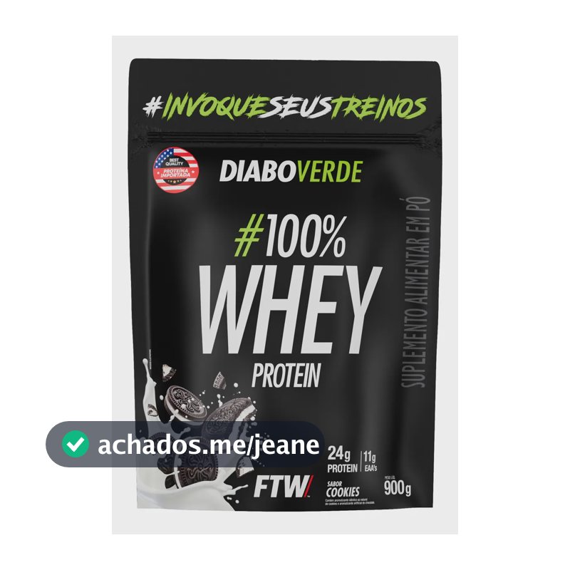 100% Whey Protein 900g Sabor Cookies Diabo Verde - Ftw