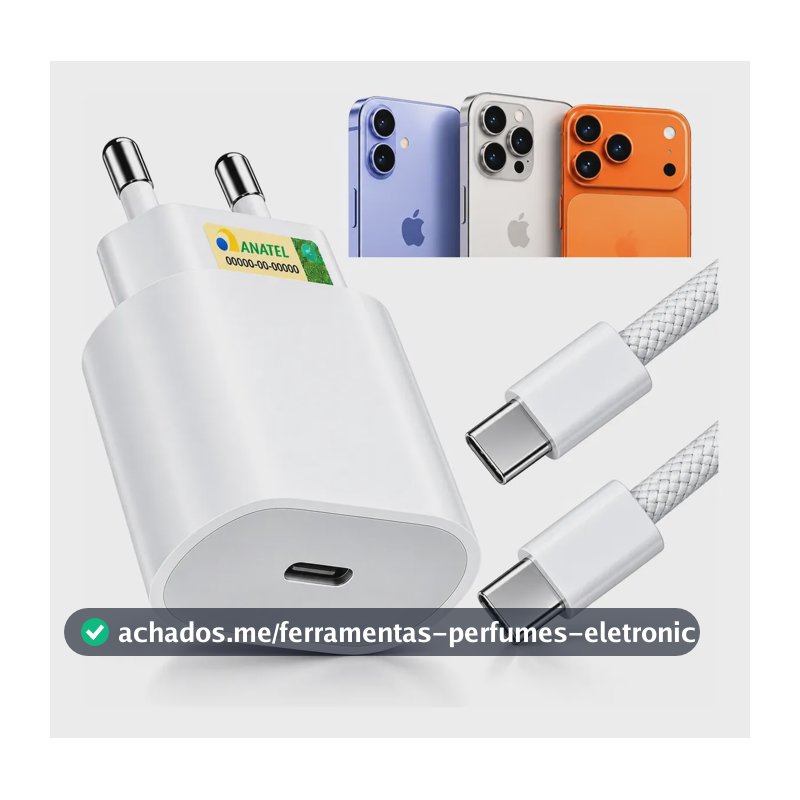 Carregador Turbo 30w Tipo-c Para iPhone 15 16 17 Pro Max Branco