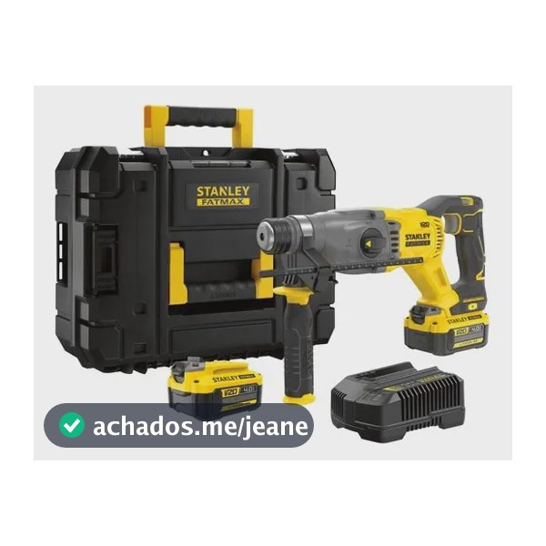 Martelete Perfurador Rompedor Profissional Stanley Sem Fio Brushless 1500RPM 5500BPM 20V SBH900M2K-BR