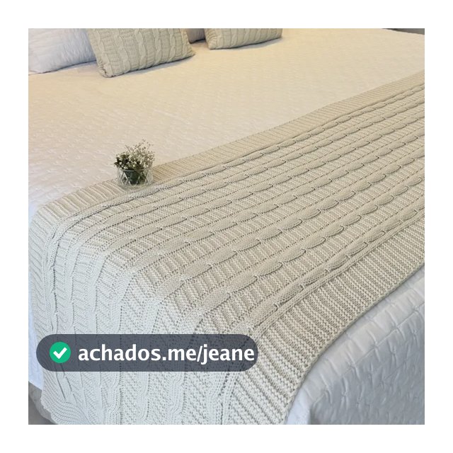 Kit Peseira Manta Tricô Para Cama Queen + Capas Almofadas