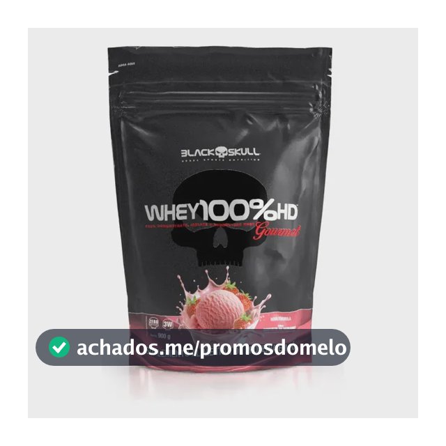 Whey 100%hd Gourmet 900g Refil Black Skull Sabor Morango