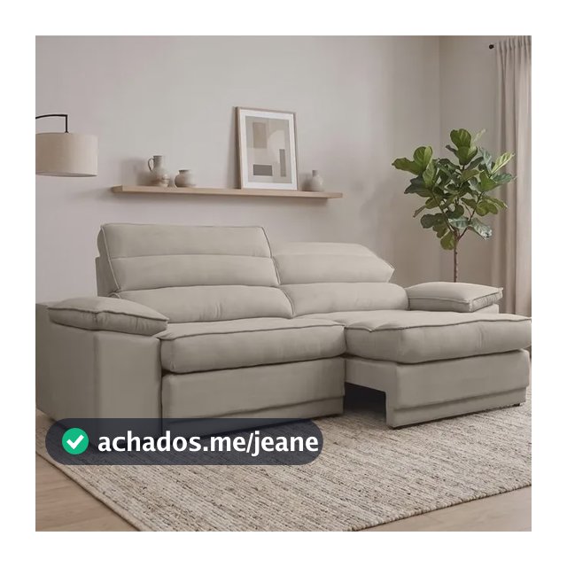 Sofá Niko 2m Retrátril Reclinavel Assento Em Molas Espirais Bege Tecido Velosuede