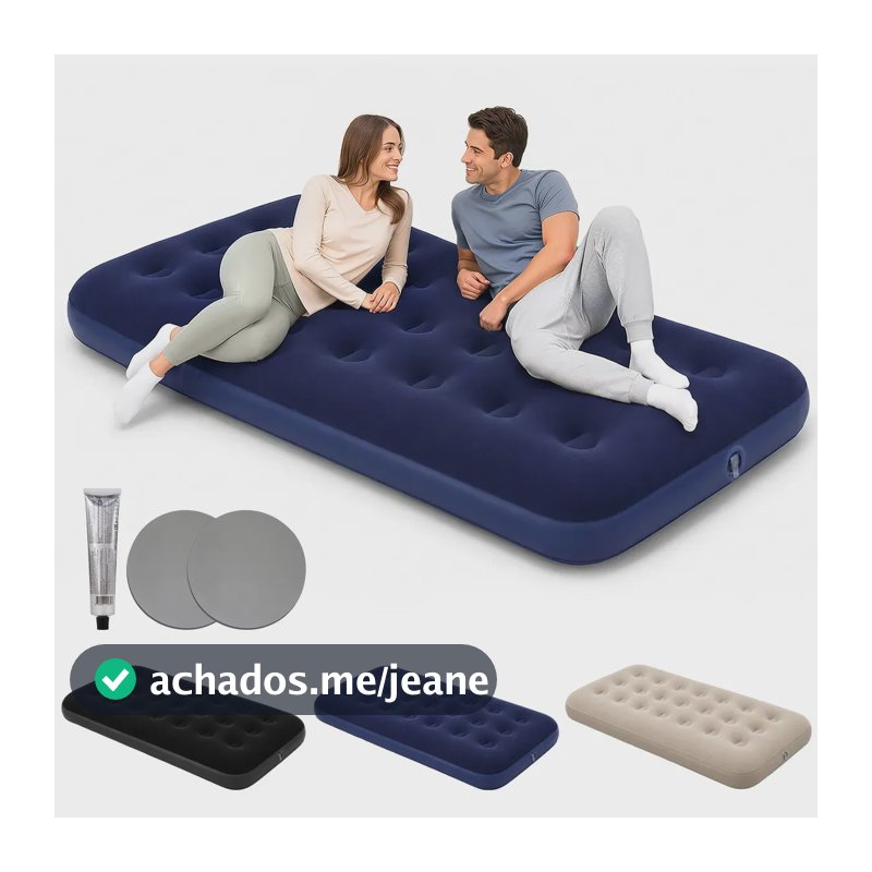 aweshine Colchão Inflável Solteiro para Camping Barraca com Kit de Reparo Remendo Colchão de Ar Multiuso Azul