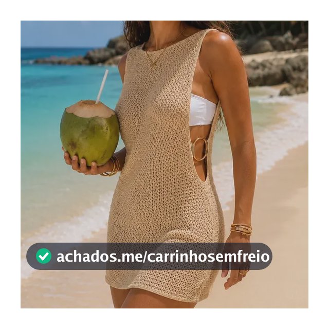 Vestido Saída De Praia Feminino Tricot Detalhes Em Argolas
