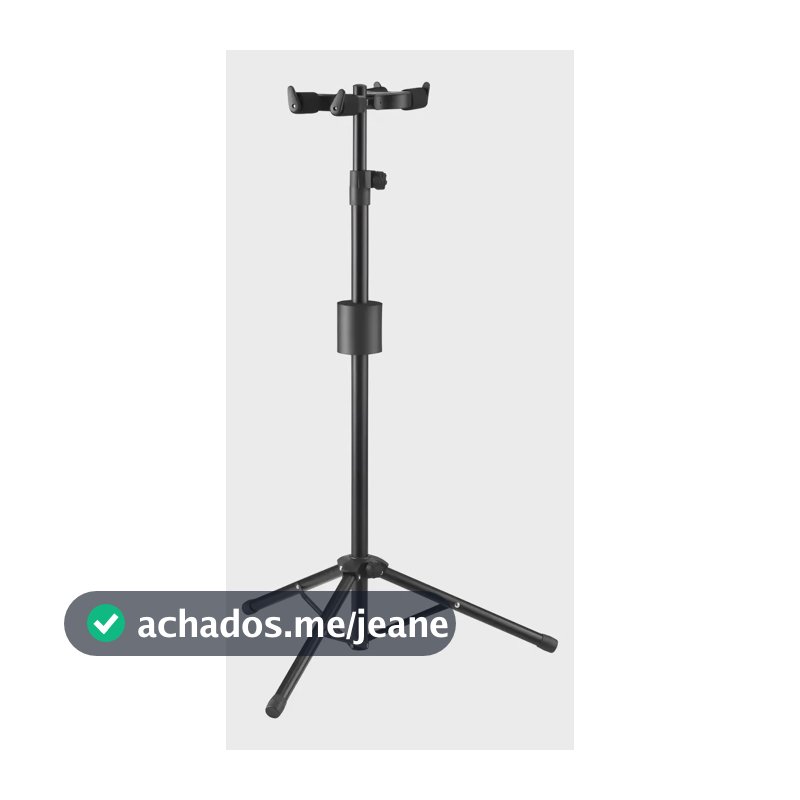 Suporte Duplo Auto Trava Instrumento Guitarra Violão Baixo Preto