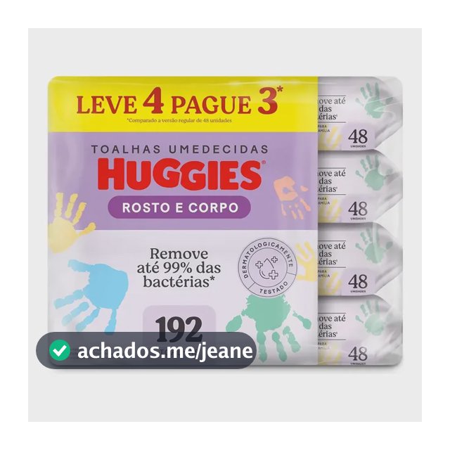 Lenços Umedecidos Huggies Rosto E Corpo 4 pcts - 192 Un