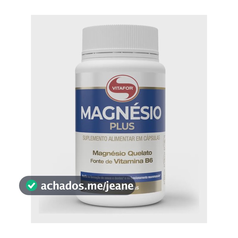 Bisglicinato De Magnésio Vitafor Magnésio Plus 90 Capsulas Sem Sabor