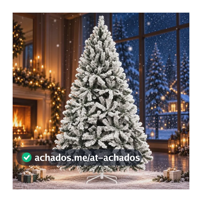 Árvore De Natal Pinheiro Nevada 2,10m 900 Galhos Premium Tradicional Grande Branca Cheia Neve Luxo Luvinco
