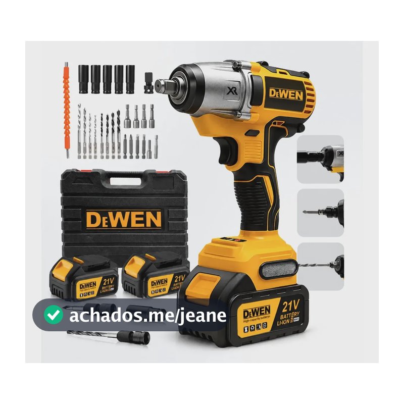 Chave De Impacto Parafusadeira 21v Profissional 2 Baterias Amarelo 127/220v