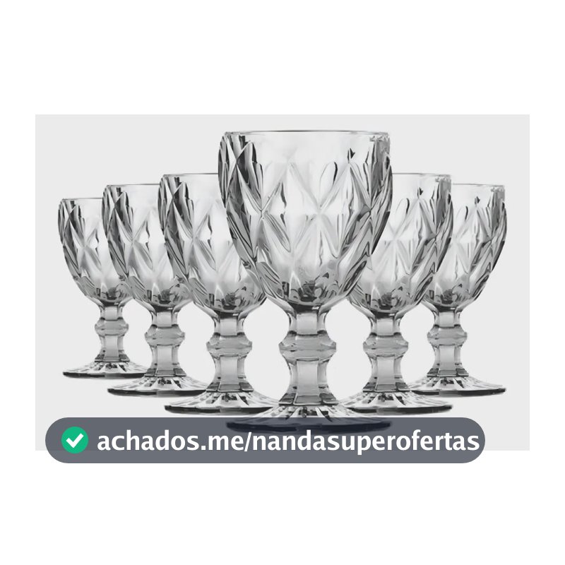 Jogo De Taças Bela Flor Vidro Diamond 330ml C/6 Incolor Lava-louças