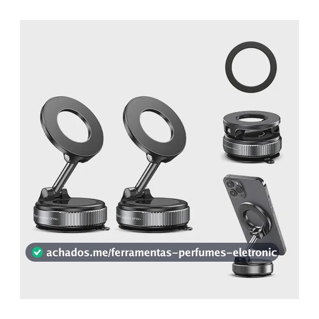 Kit 2 Suporte Magnético Celular Ventosa 360° Dobrável Preto