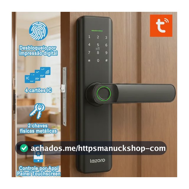 Fechadura Eletronica Digital Com Biometria, Senha, Cartão Ic E Tuya App Bluetooth LAZORO LAM-525B