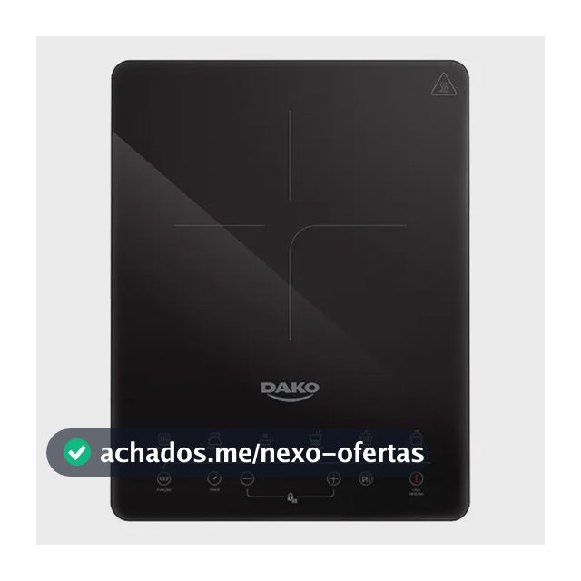 Cooktop de Indução Dako 1 Zona Portátil com 10 Níveis de Potência e 1500W 127 V