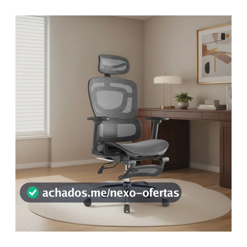 Cadeira De Escritório Ergonômica Mônaco Bt07 Luvinco Malha Respirável Com Suporte Lombar Adaptável Apoio Para Pés Retrátil Encosto Ajustável Seis Posições Cor Preta Suporta 200kg