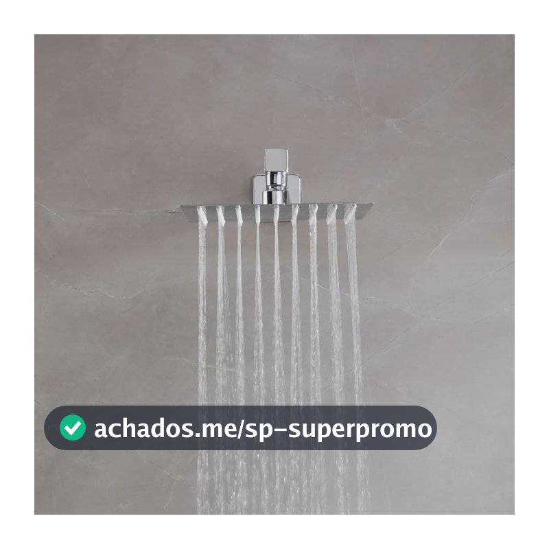 Chuveiro de Parede Quadrado 20cm Aço Inox Cromado Jato Chuva Ângulo Ajustável