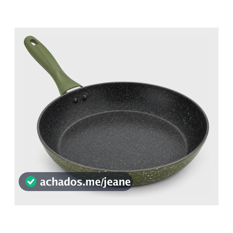 Frigideira Cerâmica Antiaderente Grande 24cm Premium Panela Não Gruda Frita Sem Óleo Saudável Compatível Todos Fogões Gás Cooktop Indução Elétrico Vitro Cerâmico Fundo Triplo Cabo Soft Touch Cor Verde