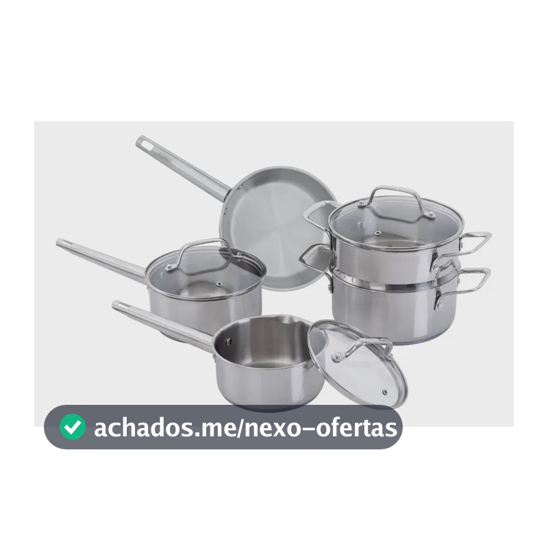 Jogo De Panelas Brinox 6 Peças de Aço Inox para todos fogões com indução - Linha City