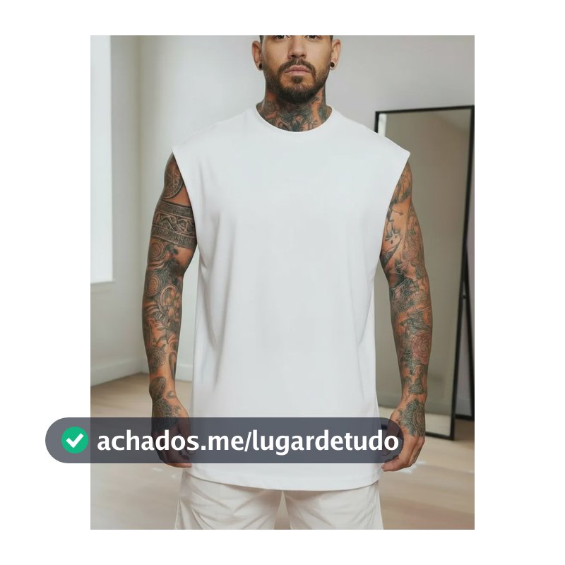 Regata Oversized Masculino Tamanho Grande Básica Lisa Branco P
