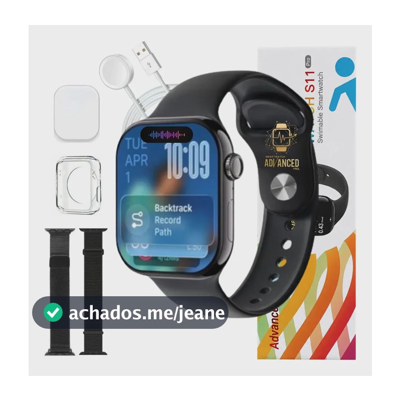 Smartwatch Microwear S11 Pro AMOLED 47mm GPS NFC WhatsApp Preto SMARTWATCH ADVANCED PRO