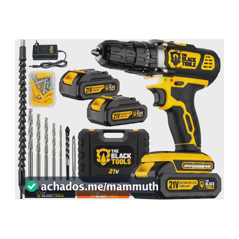Parafusadeira Furadeira De Impacto 02 Baterias The Black Tools Profissional Tb-21px.2 Kit Completo Com Maleta Acessórios