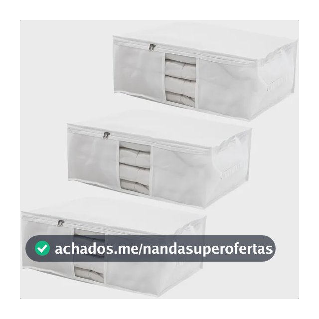 Kit 3 Saco Organizador Capa Protetora G Cobertor Edredom Roupas Branco 60x45x22