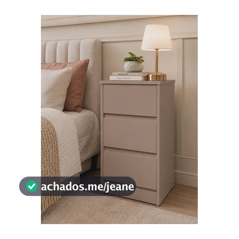 Mesa De Cabeceira Com 3 Gavetas 1 Peça 40x70x30 Rodas Mdf Fosco Connect