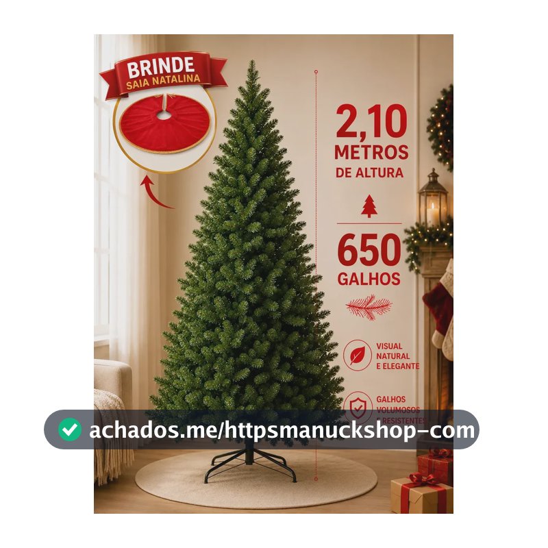 Árvore De Natal 2,10m Com 650 Galhos Cheia Pinheiro Verde Tradicional