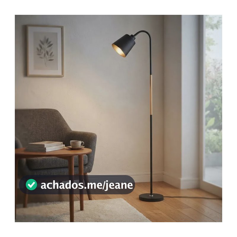 Luminária Abajur Chão Moderna Decorativa Para Quarto Preto Preto-dourado