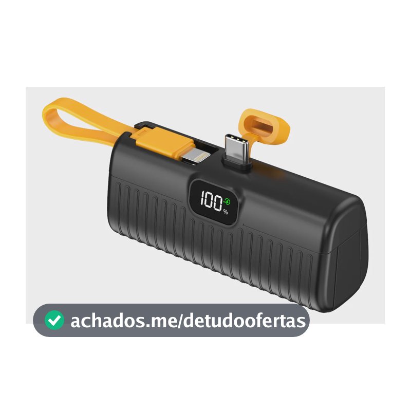 Power Bank Bateria Externa Portátil Compatível Android E Ios Preto