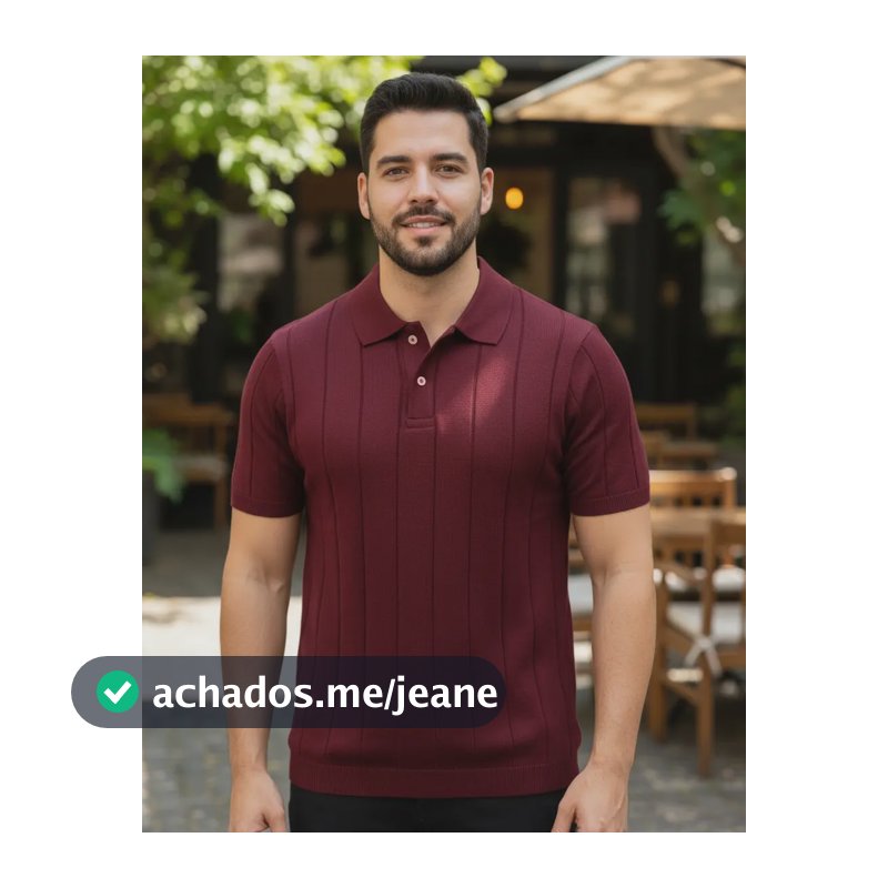 Camisa Polo Masculina Tricot Casual Canelada Original  Bordô Liso P