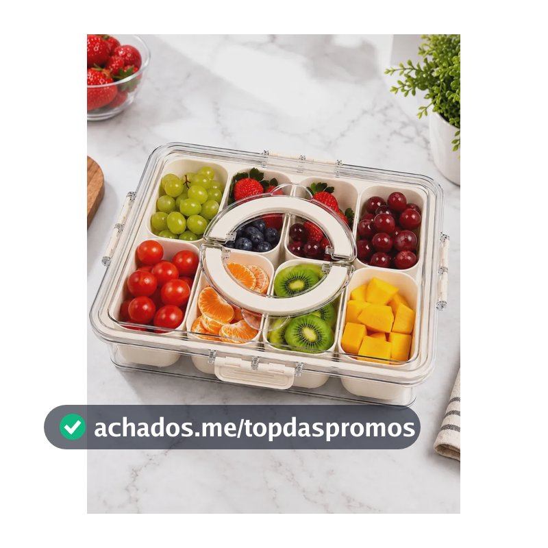 Pote Hermético Organizador Geladeira 8 Divisórias Com Alça Branco