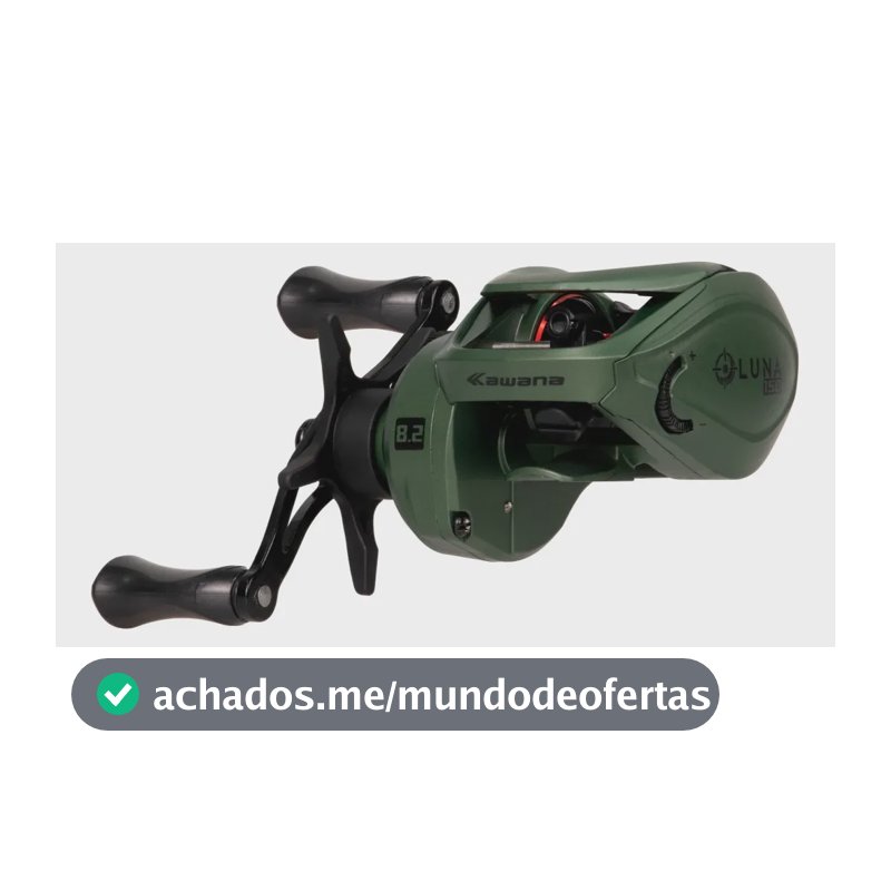 Carretilha Pesca Kawana Luna 186g Drag 8kg 8.2:1 Robusta Verde-escuro Esquerdo