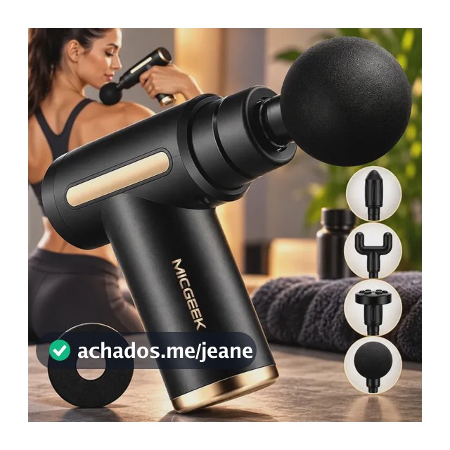 Massageador Pistola Elétrica Profissional Muscular Portátil Aparelho Fisioterapia Corporal, 6 Velocidades 4 Cabeças De Massagem - Micgeek