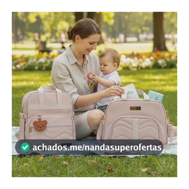 Kit Bolsa Maternidade E Mochila Ludy Azul Cinza Rosa Urso Nude