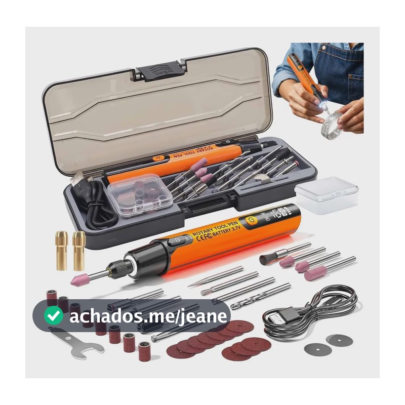 Mini Retifica Profissional Lixadeira Completa Acessório Laranja 6 5.4 W
