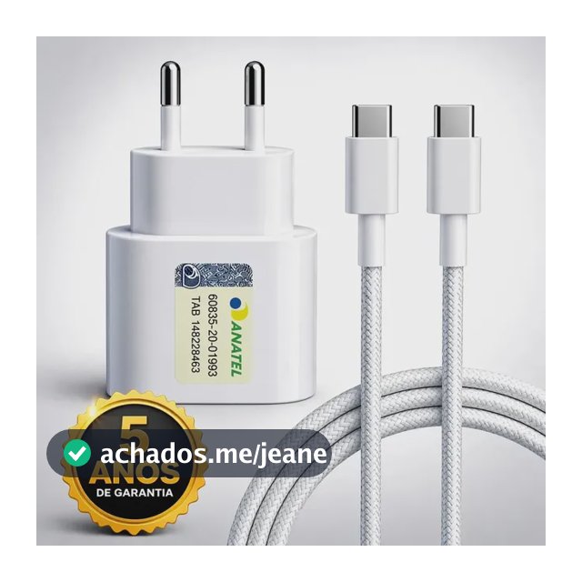 Carregador Turbo Super Rápido 30w Para iPhone 15 16 17 Pro Max - Cabo Blindado Tipo Usb C Dtimp