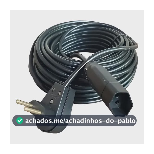 Extensão Elétrica 50 Metros 10a Cabo Pp 2x1,0 Reforçada Cor Preto Click Cabos