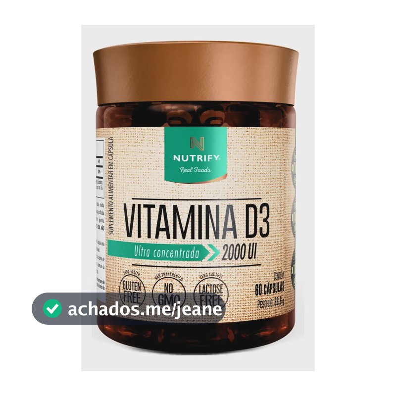 Nutrify - Vitamina D3 2.000 UI - Para Ossos, Músculos e Imunidade - 60 Cápsulas - Sabor Neutro
