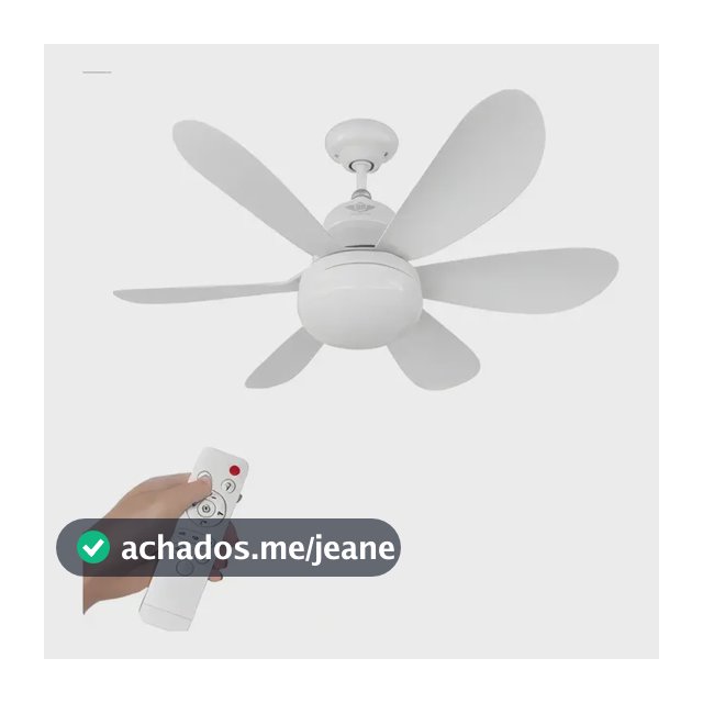 Ventilador de Teto BP UK com Luz LED 6 Pás Branco 42 a 50cm 60W Silencioso