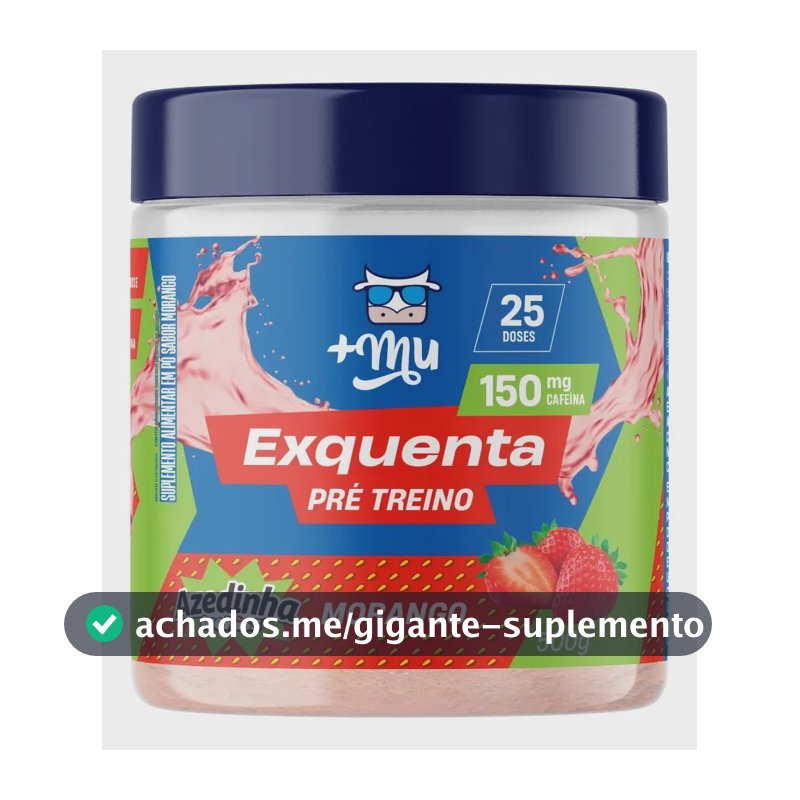 Cafeína +Mu Pré-treino em pó sabor Morango x 500g