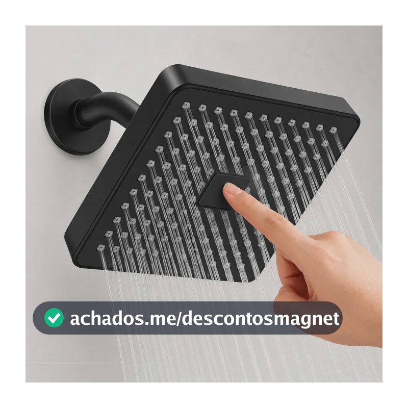 Heemli Ducha Chuveiro Alta Autolimpante Articulável Quadrada Preto Fosco