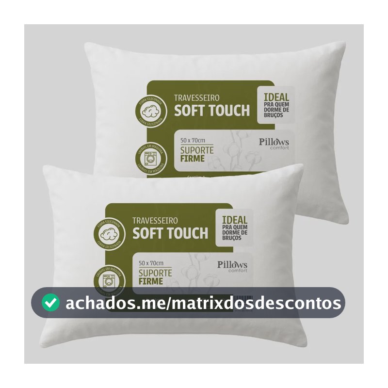 Kit 2 Travesseiros Antialérgico Soft Coton 50x70cm Branco