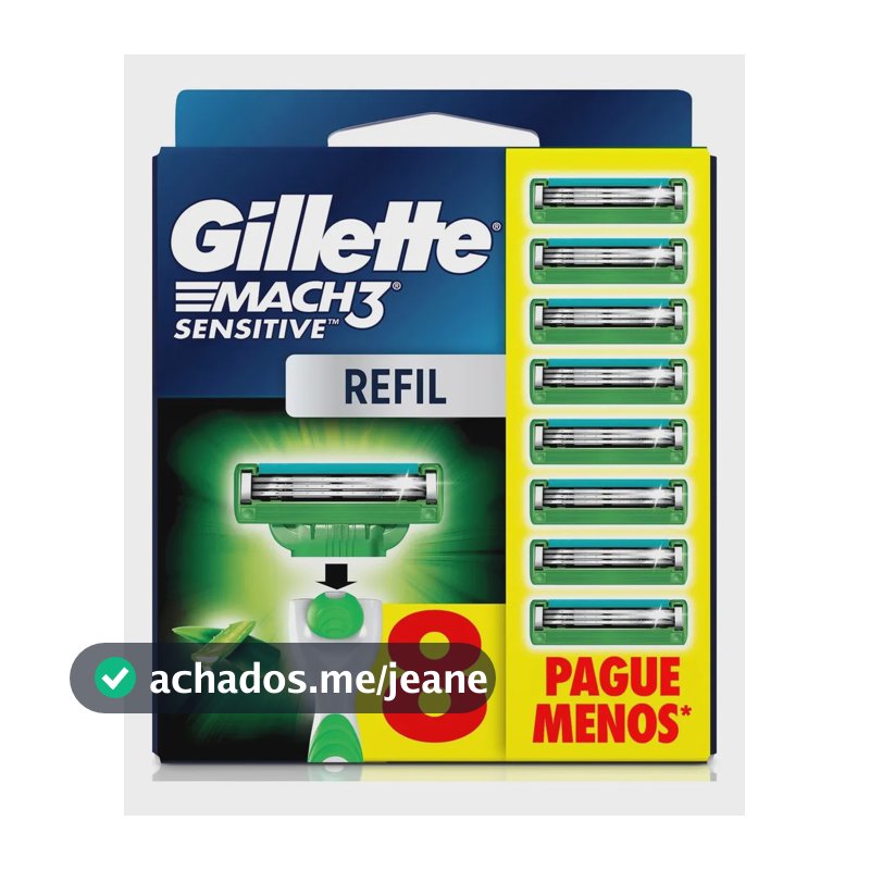 Gillette Mach3 Sensitive Carga para Aparelho de Barbear com Aloe 8 Unidades