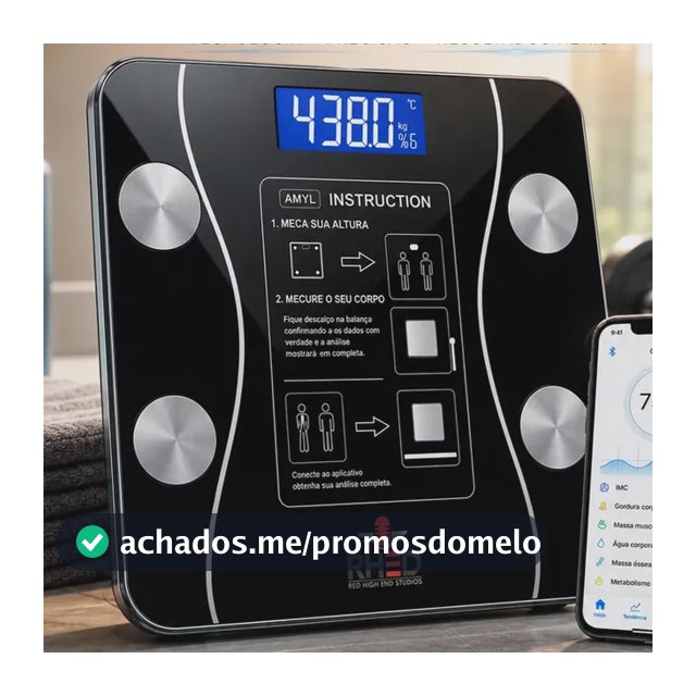 Balança Digital Bioimpedância Profissional smart imc 180kg Bluetooth Corporal Aparelho Alta Capacidade aplicativo App para Android e para IOS Balança De Banheiro Academia