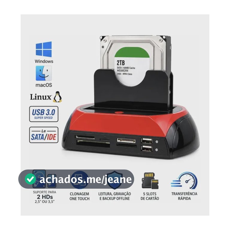 Dock Station Digital Protect Leitor Hd Externo HD SSD SATA IDE USB 3.0 Clonador Offline 2.5 3.5 Compatível com Windows Mac Linux Copiador HD SSD Estação HD