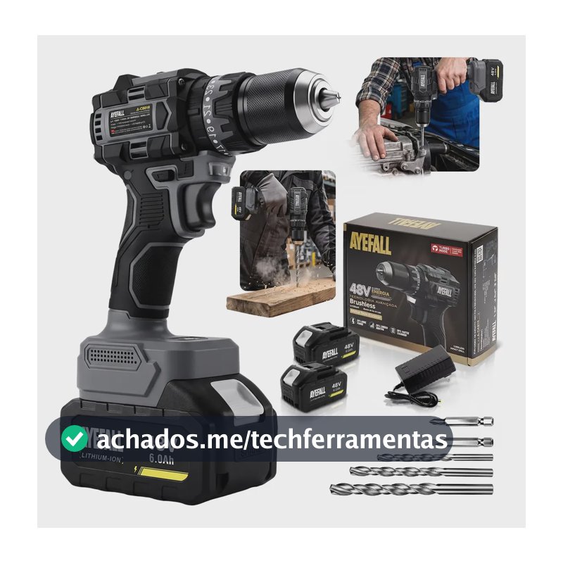Furadeira Parafusadeira De Impacto 48v Brushless 10mm Cinza 127/220v